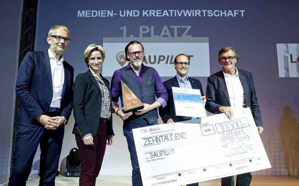 BAUPILOT gewinnt den 1. Plaz des CyberOne HighTech Award Baden-Württemberg 2017